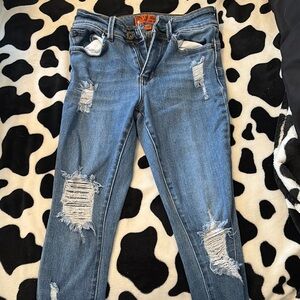 Wax Jean Ripped Blue Skinny Jeans